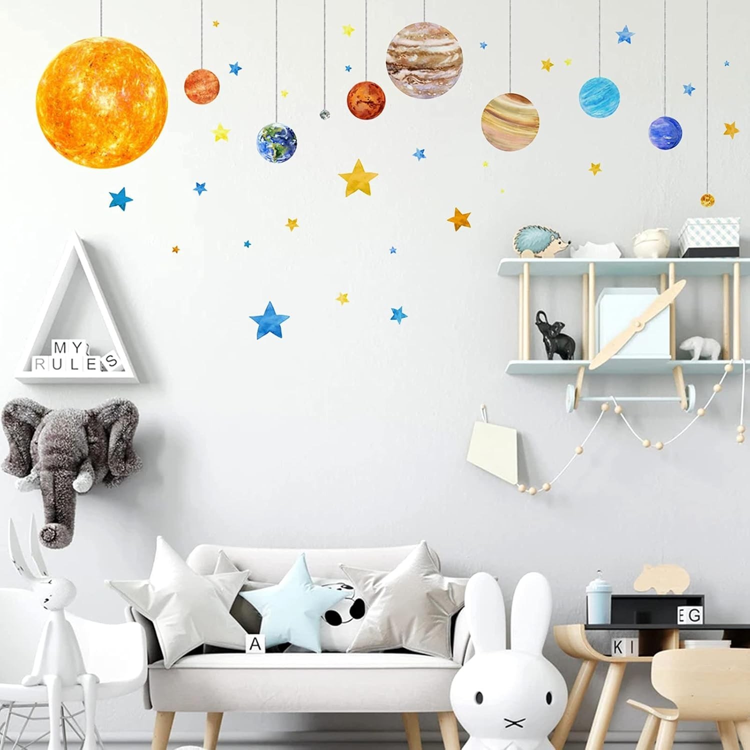 Space Wall Decals for Kids Planet Stars Solar System Kids Room Decor