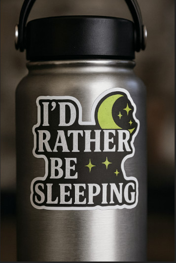 Sleeping Sloth Sticker 4 Inch BOPP Decal for Introverts Decor Moon Stars