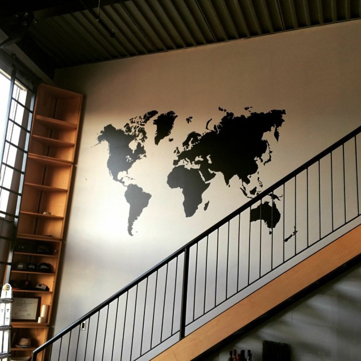 World Map Vinyl Wall Decal Sticker. Includes Location Pins. Office Wall Map #873