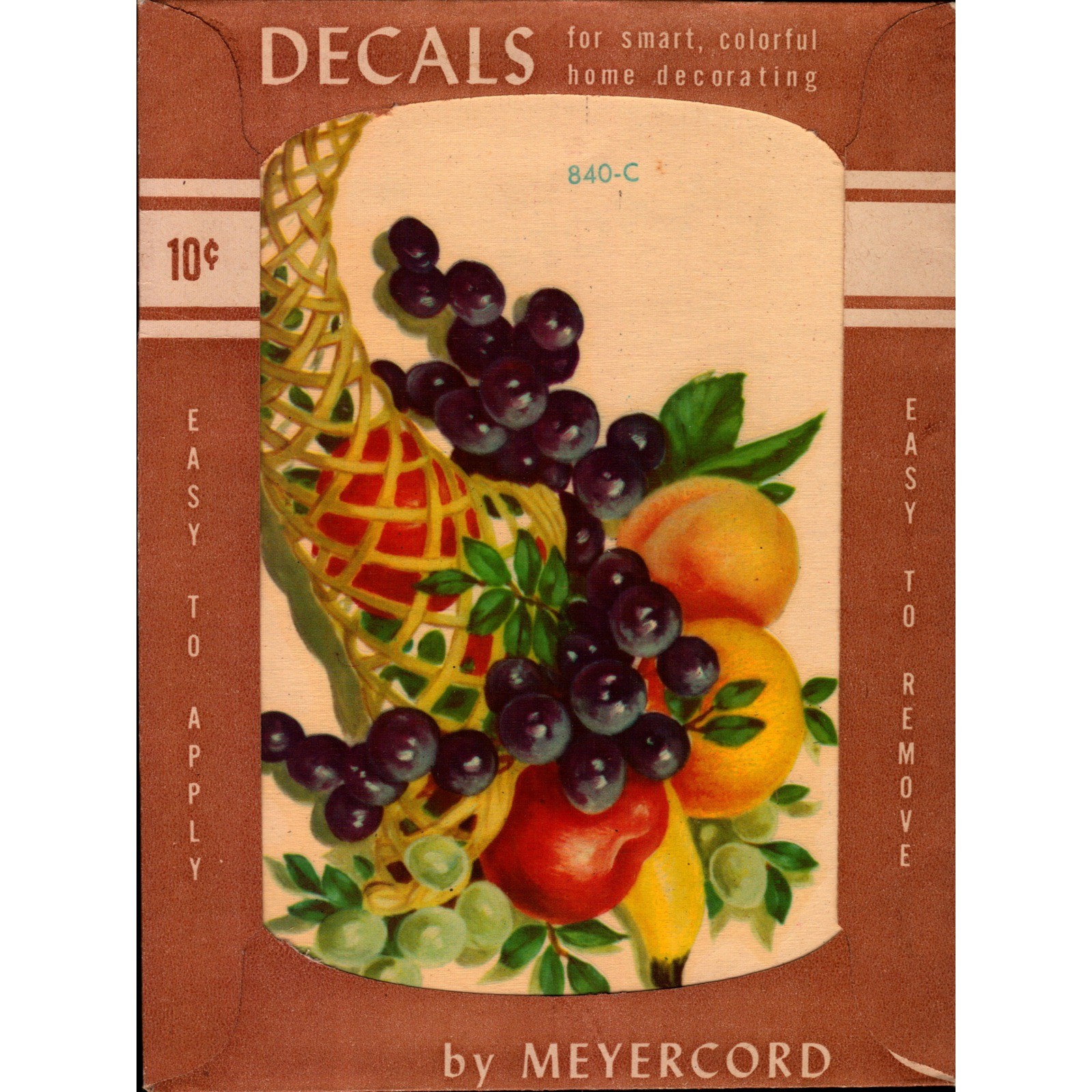 Vintage Meyercord Cornucopia Fruit Decal 840-C 1950s Kitchen Canister Decor