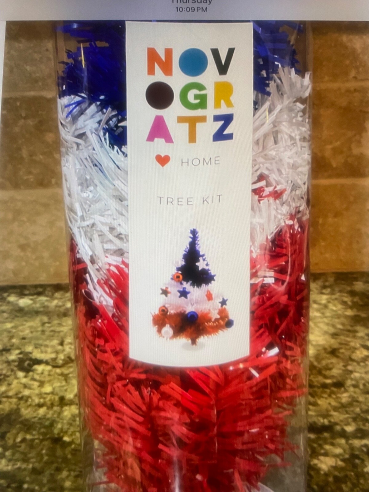 Novogratz Americana Red White Blue Tree with Ornaments- New in Box- Free Ship