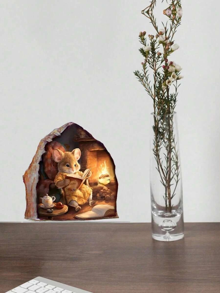 3D Mouse Hole Wall Stickers Funny Rat Wall Decals Kitchen Bedroom 3pcs