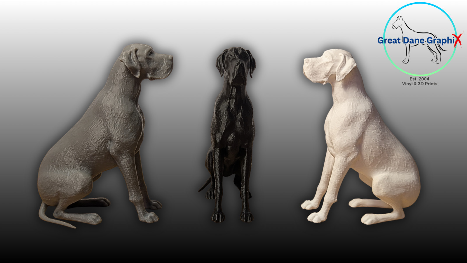 Great Dane Figure & Decal Set – 3D Printed – Paintable DIY Dog Art Combo Set