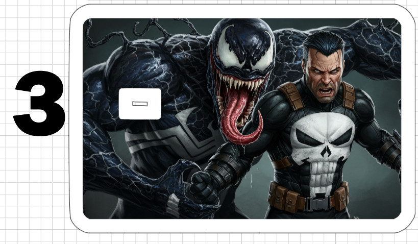 Venom and Punisher ATM Debit Credit Card Skin Sticker Comic Marvel USA War Hero