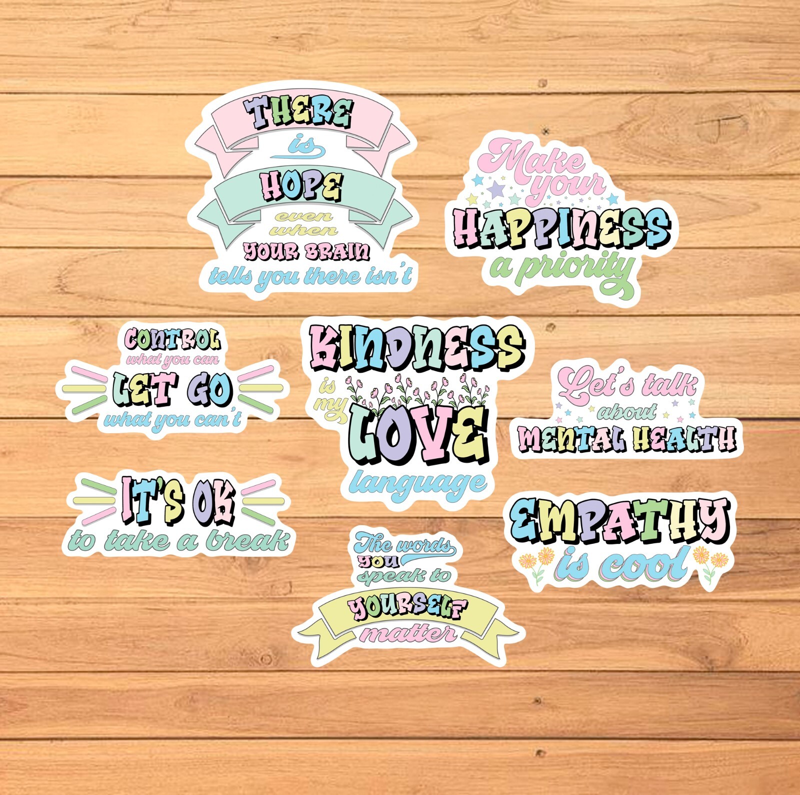 Motivational Stickers / 2 1/2 Inch / Set of 8 / 2 Style Options