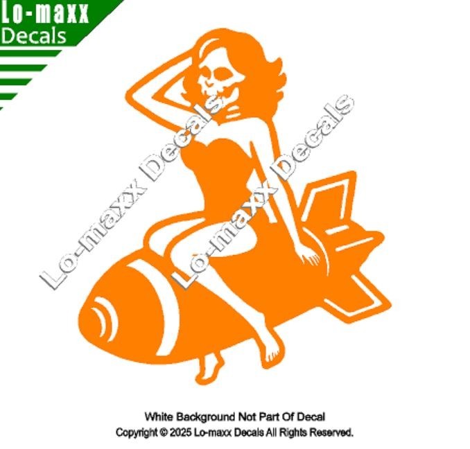 WWII Zombie Pin Up Bomb Decal Military Nose Art Style Avery Dennison Vinyl