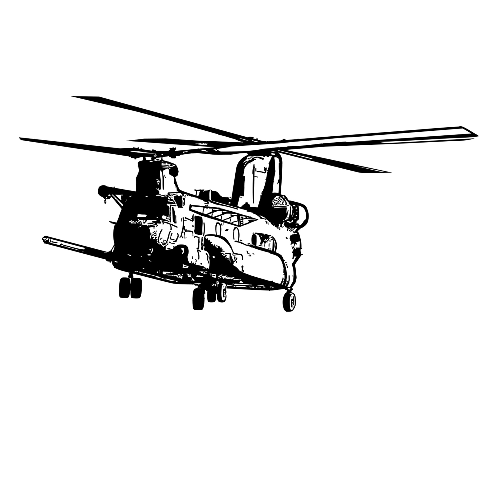 Military Chinook Helicopter MH-47G Vinyl Wall Decal Sticker. Black Vinyl Color.