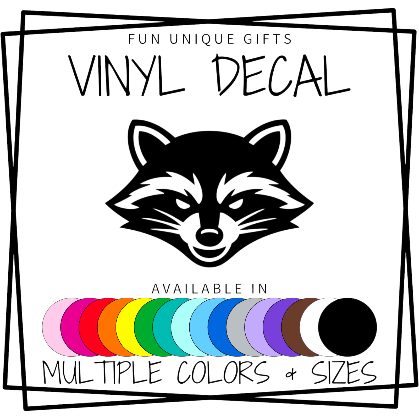 Raccoon Face Vinyl Decal Sticker -Multiple Colors & Sizes- SHIPS FREE!