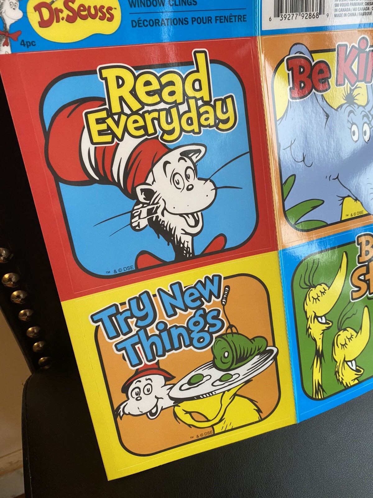 NEW Dr Suess Vinyl Window Sticker Clings Decorations REMOVABLE • REUSABLE