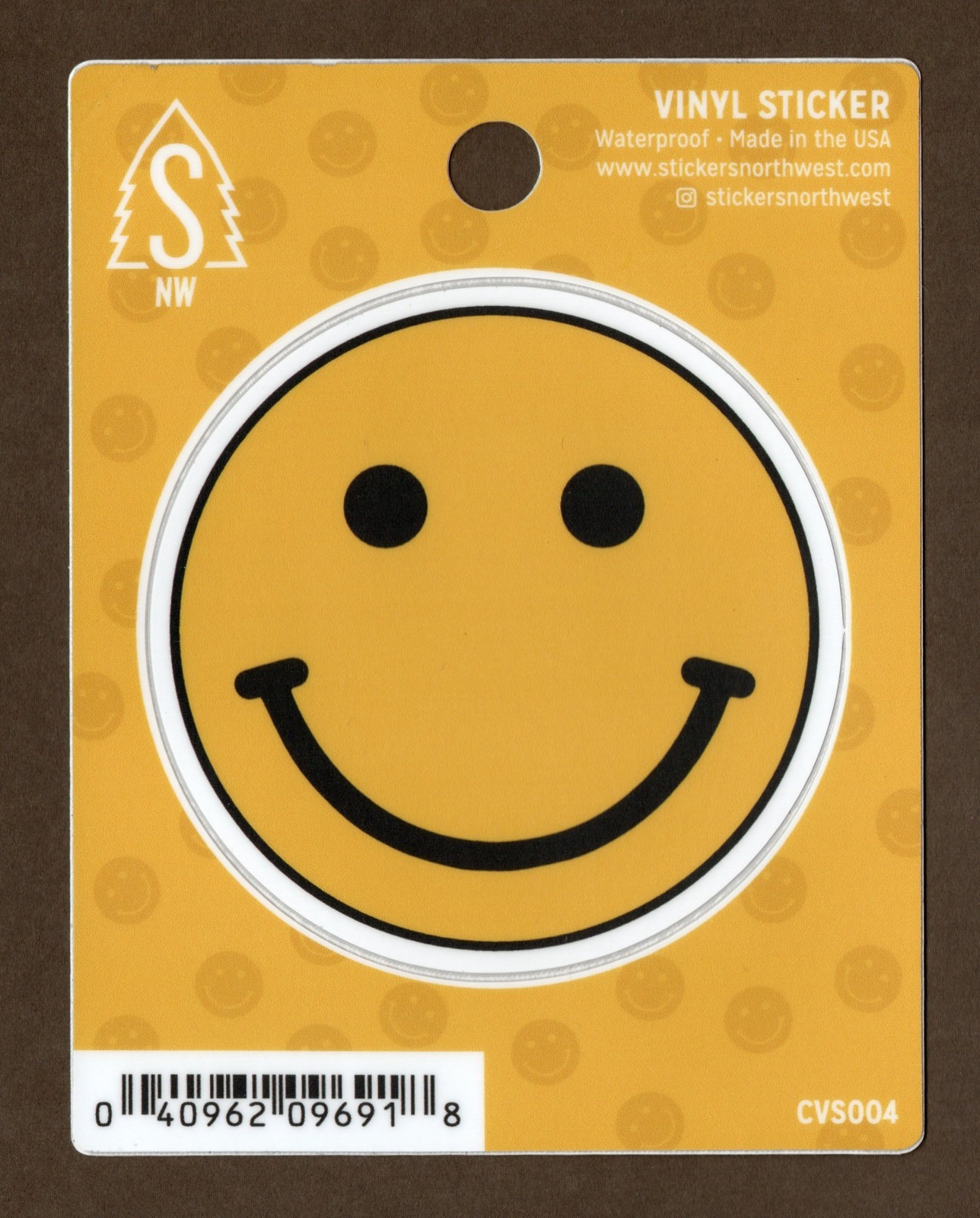 Smiley Face Vinyl Sticker/Decal, 3" Yellow Black, Emoji