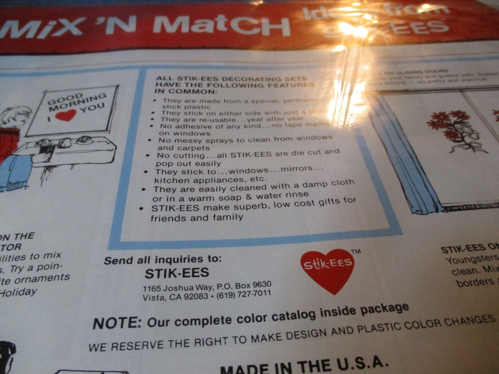 (1068) NOS Stik-ees for Creative Fun Magic Plastic Decals J Hearts