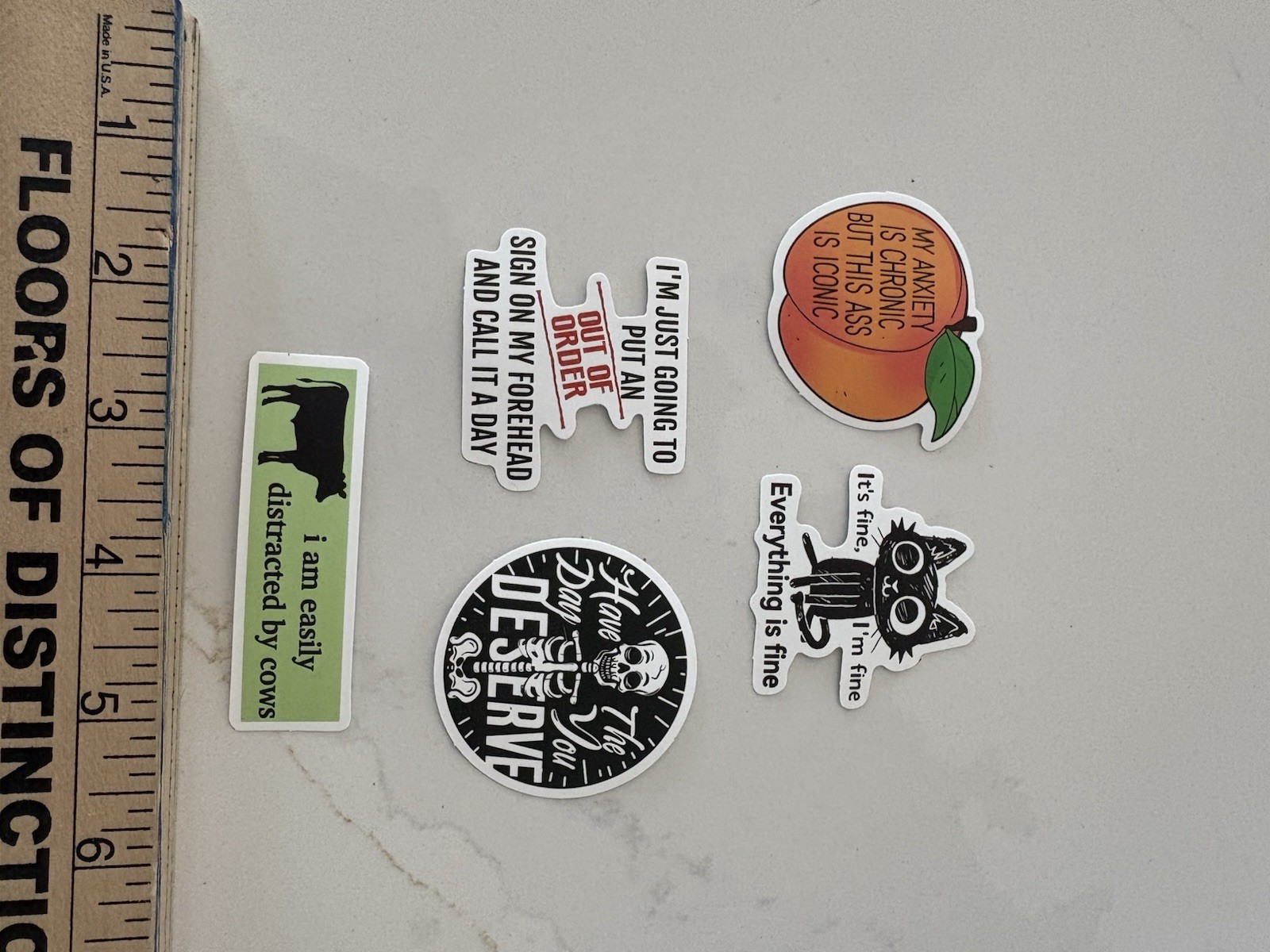 Set Of 5 Funny Quirky Sayings Stickers Skeletons Cats Words Quotes Sticker Lot