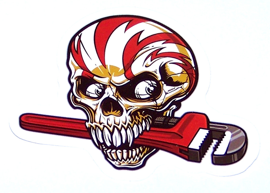 GEAR HEAD SKULL – Cut Sticker Film Decal Plumber Mechanic Tools