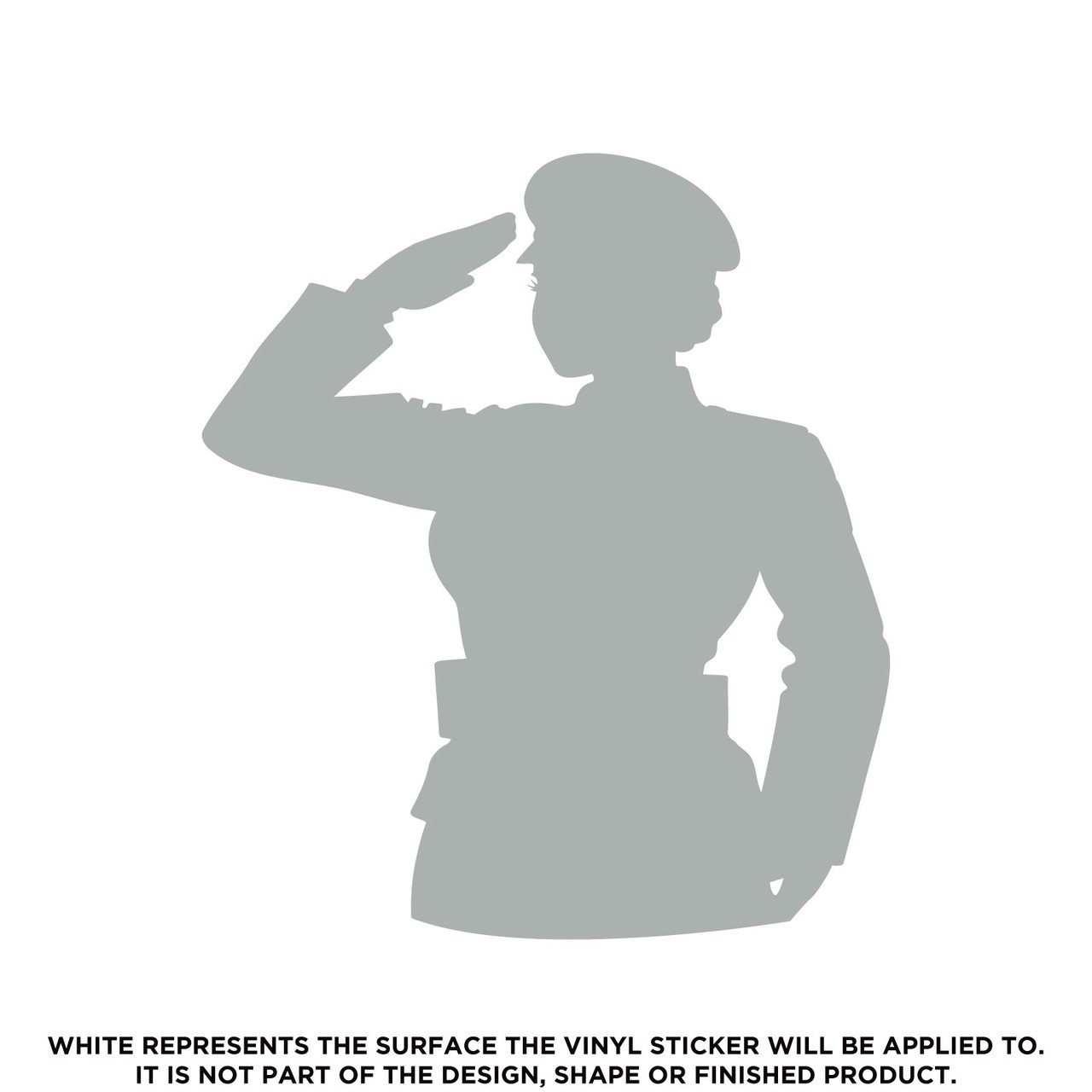 Female Soldier Saluting Die Cut, High Quality Vinyl Sticker Decal