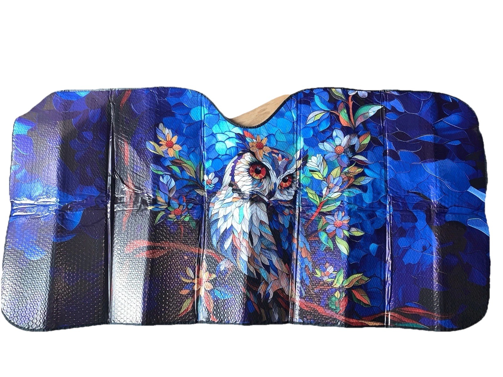 Owl Mosaic Colorful Car Windshield Sun Shade UV Block Foldable Visor 54" X 27"