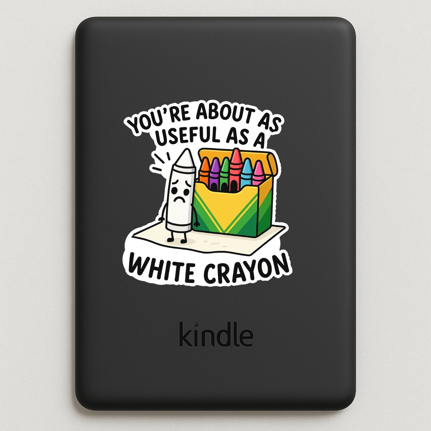 Sarcastic White Crayon Sticker 4-Pack: Waterproof Vinyl Decals