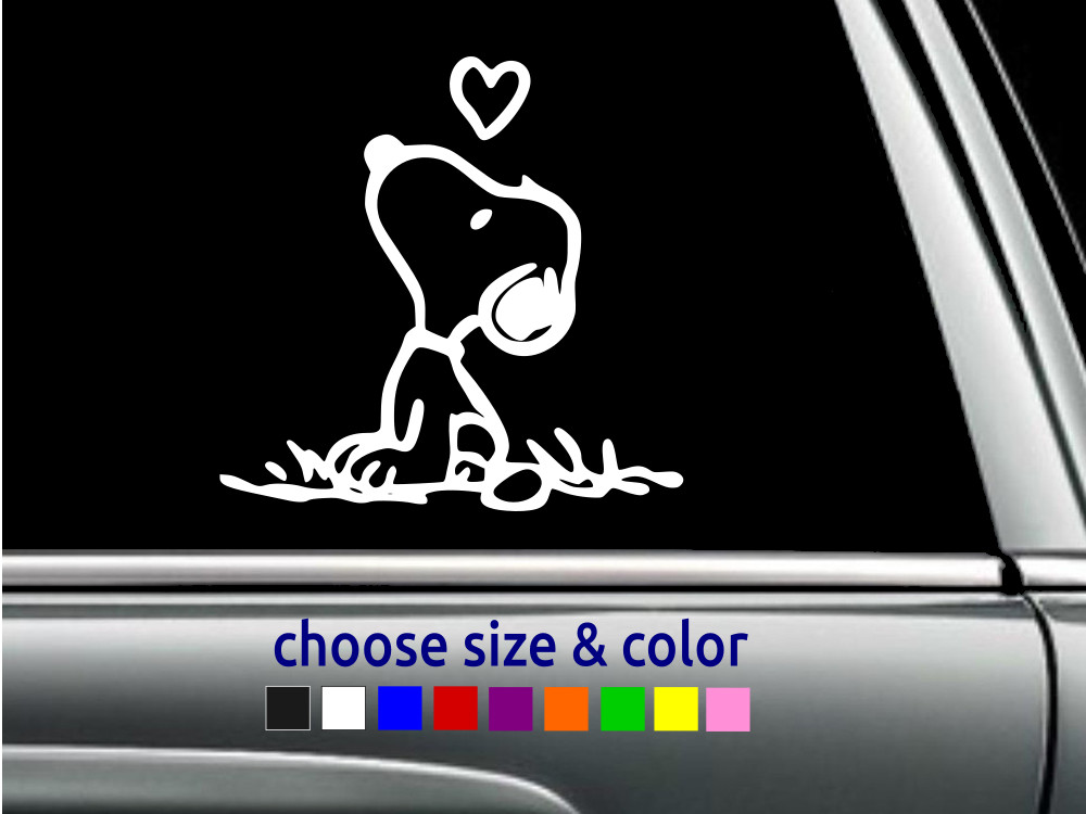 SNOOPY Love Heart from Peanuts Vinyl Decal Wall Car Sticker CHOOSE SIZE COLOR