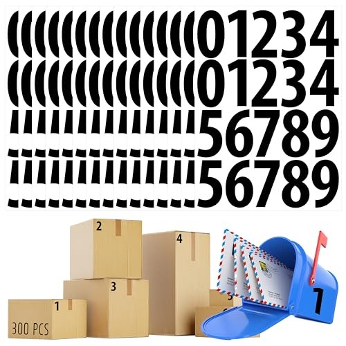 300 PCS Number Stickers Waterproof Vinyl Number Stickers Self-Adhesive 3" Black