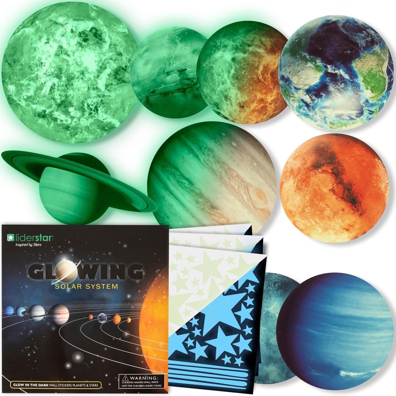Glow in The Dark Stars and Planets, Bright Solar S