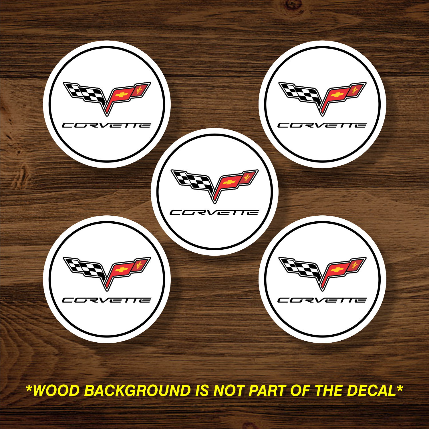 Vinyl Decal Sticker Overlays Fits Corvette Wheel Center Cap x5