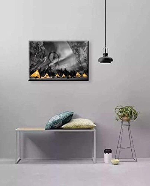 Inspirational Black & White Wall Art in 36×24 – Elegant Native American Decor