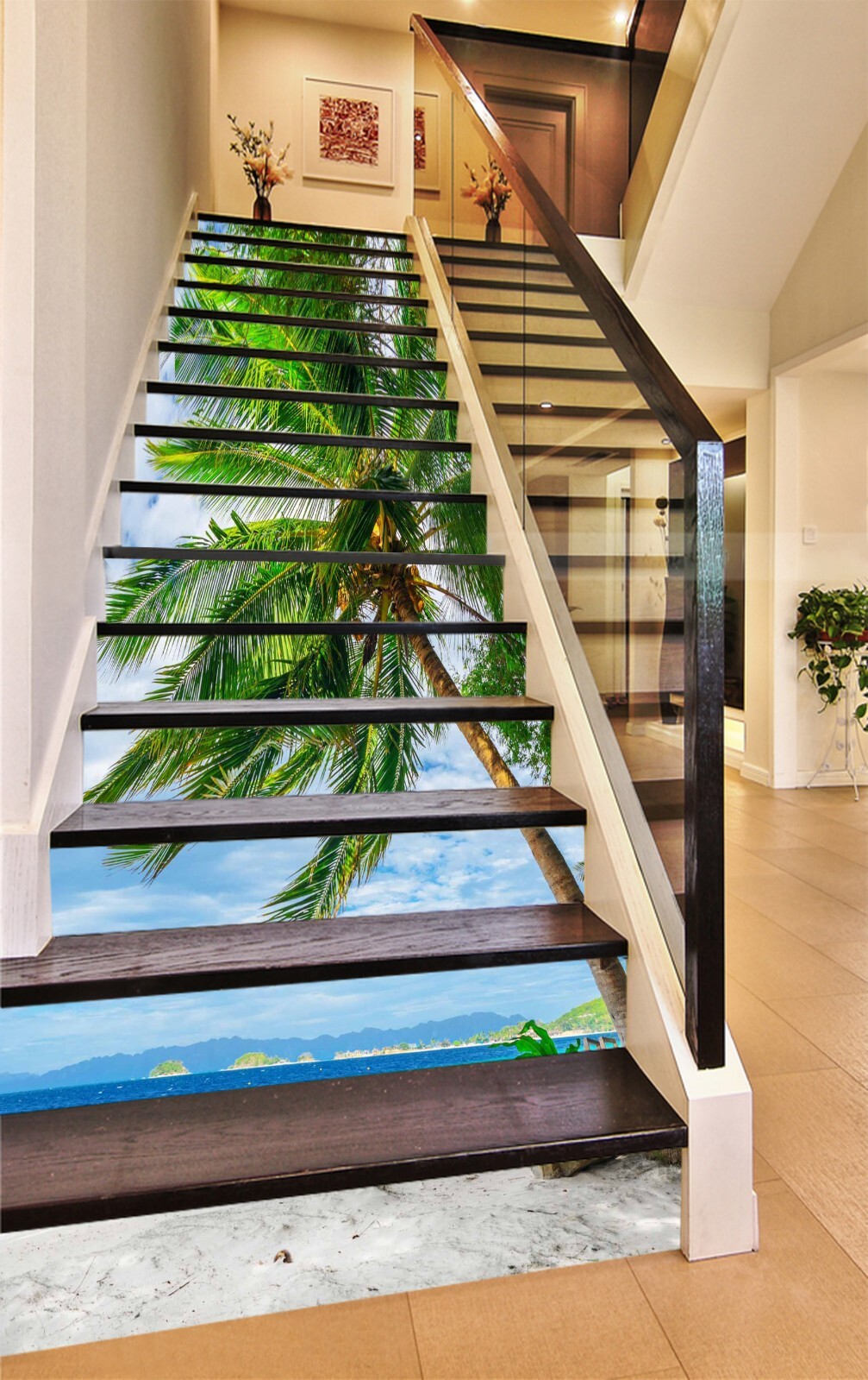 3D White Beach 536 Stair Risers Decoration Photo Mural Vinyl Decal Wallpaper