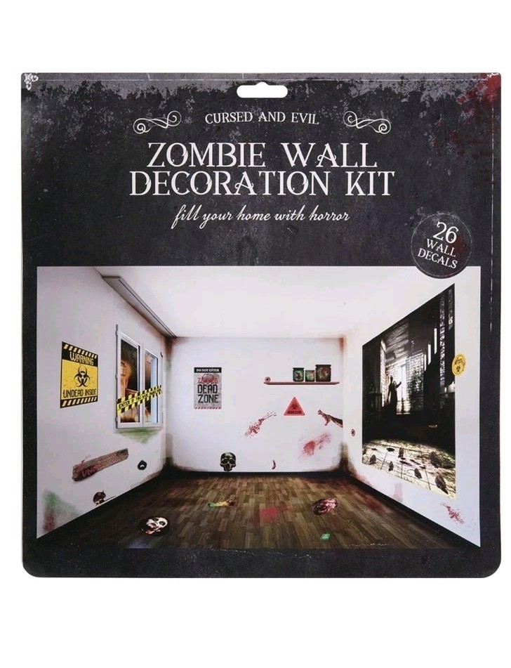 Halloween Zombie Blood Wall Sticker Decoration Kit 26 Scary Art Decal Wall Scene