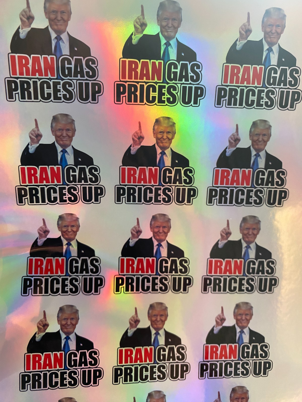 Gas Stickers Trump Did That Gas Pump Iran Gas Prices Up! 10 – 100 pk Bibi Holo