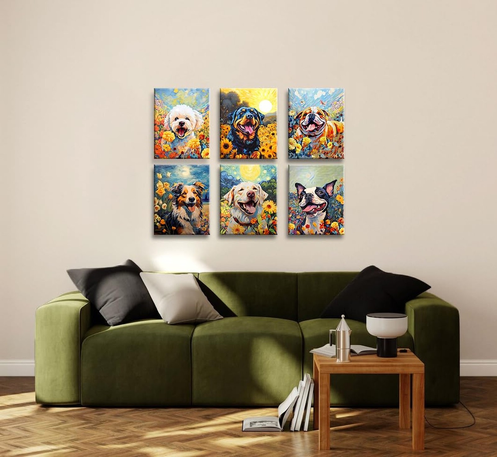 Dog Canvas Wall Art,Funny Dog Canvas Wall Art, Cute Puppy Animal Pictures Wal…