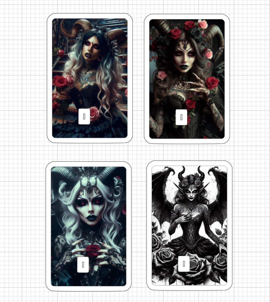 Goth Demon Girl Credit Debit ATM Card Skin Stickers Sexy Rose Succubus Love Dead