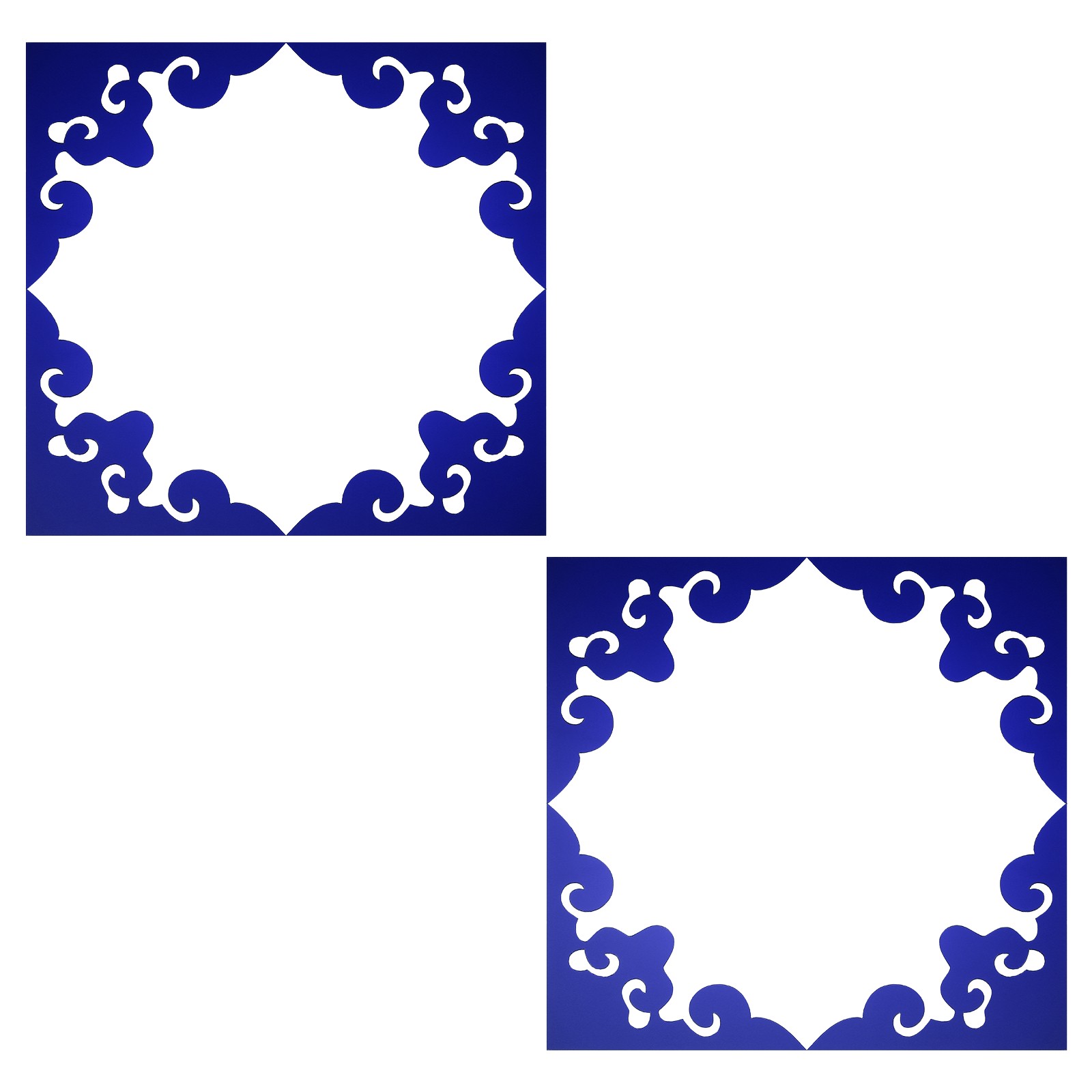 8Pcs Corner Decorative Pattern Hollow Mirror Wall Stickers(Dark Blue, 4×4")