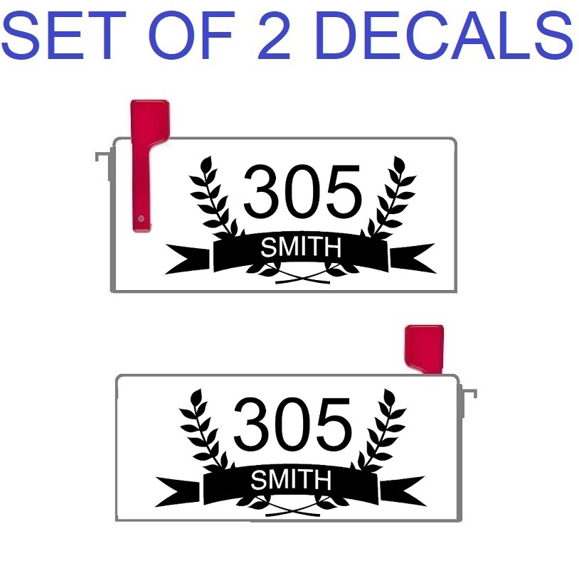 SET OF 2 CUSTOM PERSONALIZED VINYL MAILBOX NUMBERS NAME DECAL, (Model 21)