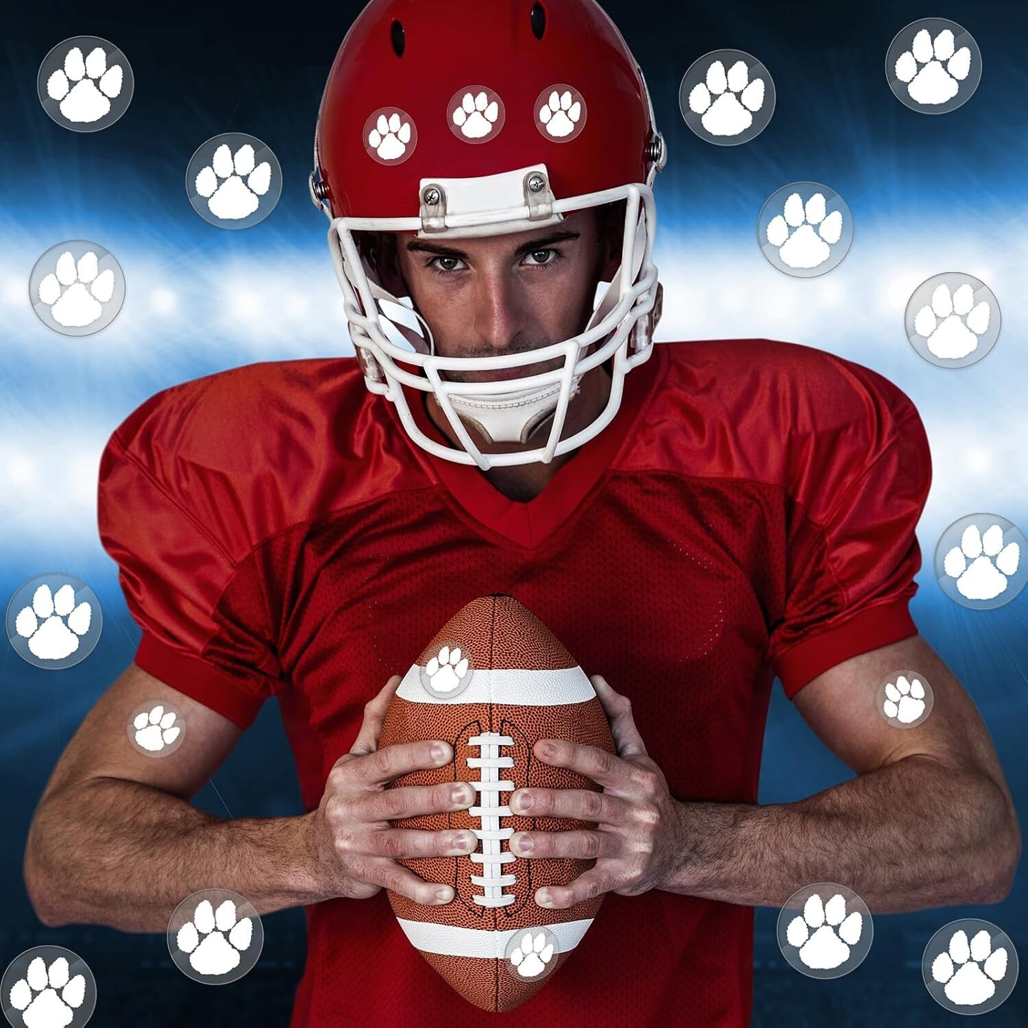 Dog Paw Helmet Stickers 200Pcs 1" Pet Paw Self Adhesive Decals Football Baseb…