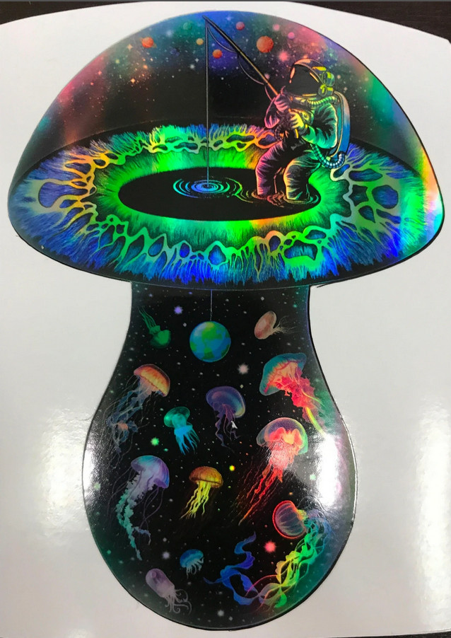 Tripping on Space Mushrooms Holographic Sticker – Shroomaniac Brand
