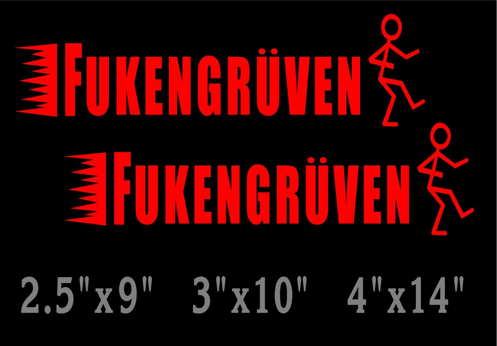 FUKENGRUVEN Decal with Stick Person funny window vinyl sticker x 2