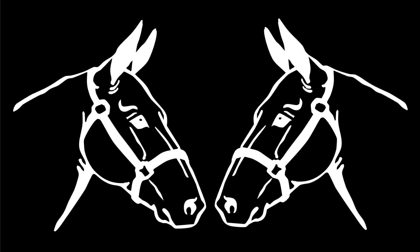 Mule Decals Mirrored Image Set Donkey equestrian horse trailer vinyl car decal