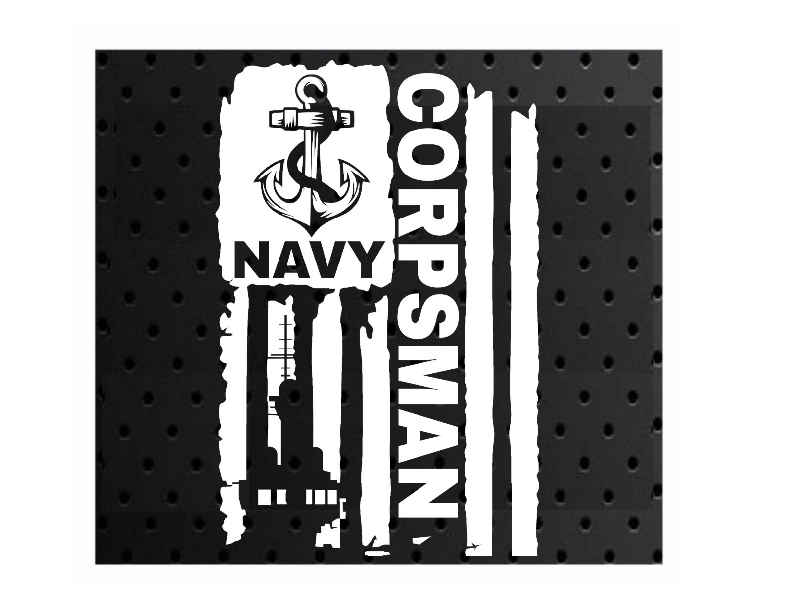 DISTRESSED UNITED STATES NAVY FLAG CORPSMAN VINYL DECAL STICKER 5.0" x 7.7"