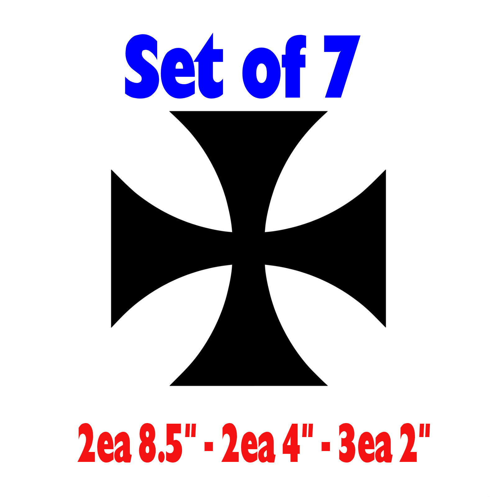 German Iron Cross Vinyl Decal Set of 7 -Military Reporduction – Select Color