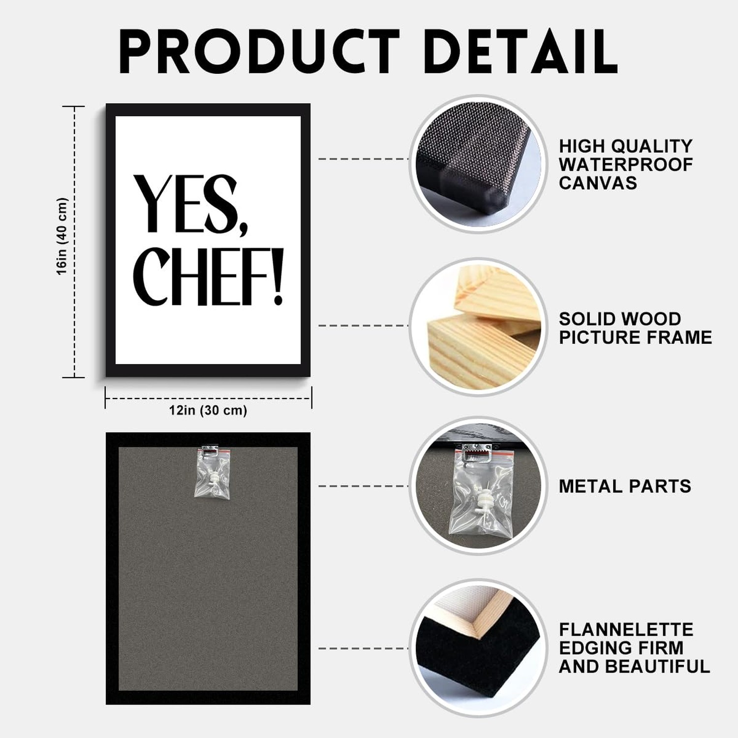 Yes Chef Quote Wall Art, yes chef message, minimalist wall decor, ready to ha…