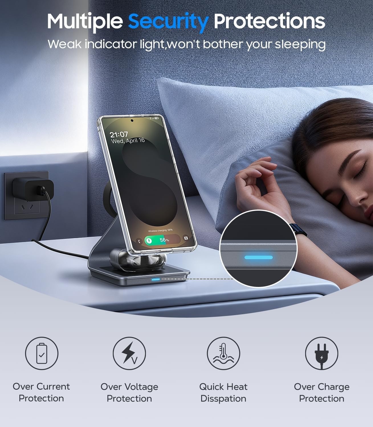 Magnetic Wireless Charger for Samsung, 3 in 1 MagSafe Charging Station Alumin…