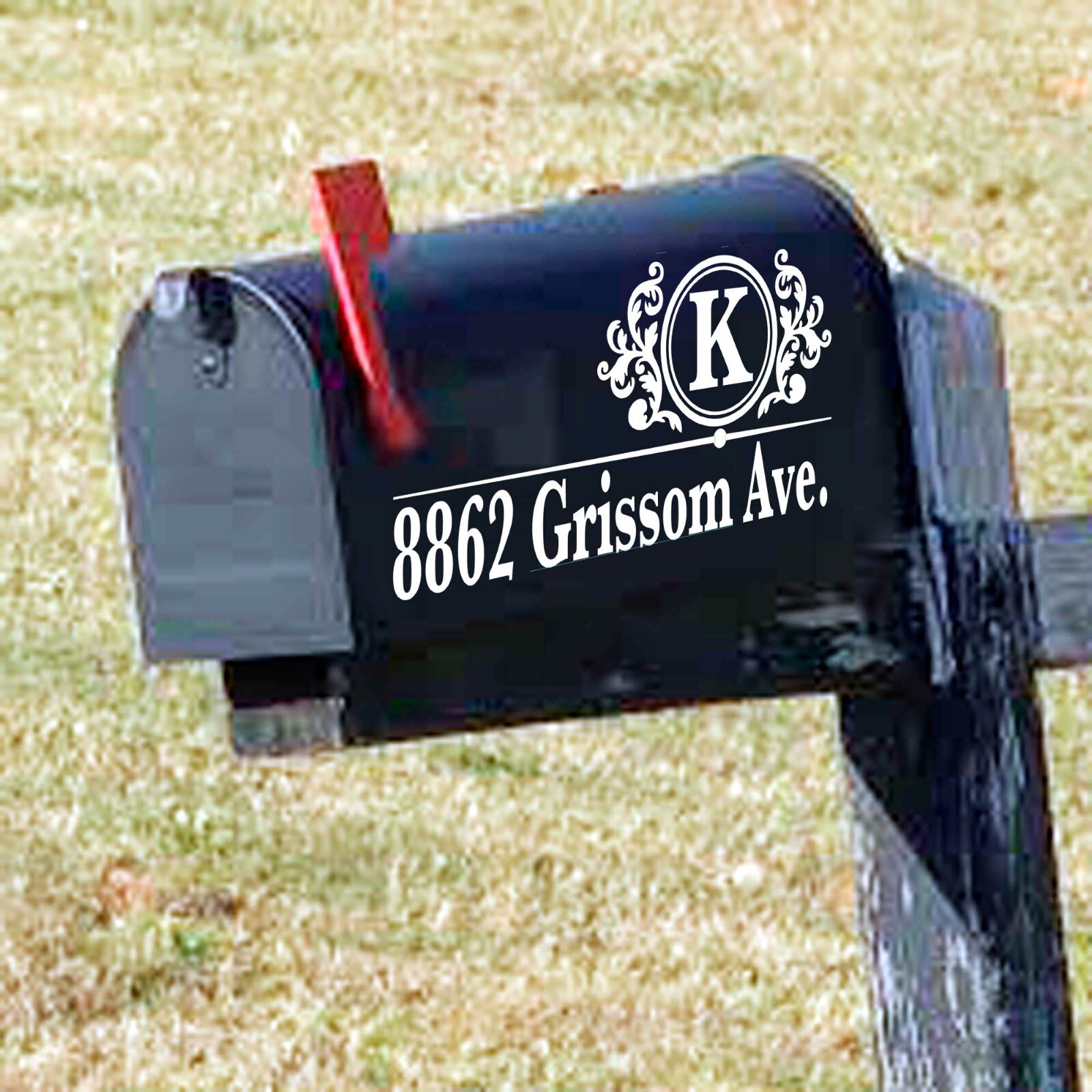 Mailbox Decal SET OF 3 Monogram Street Address permanent vinyl all colors