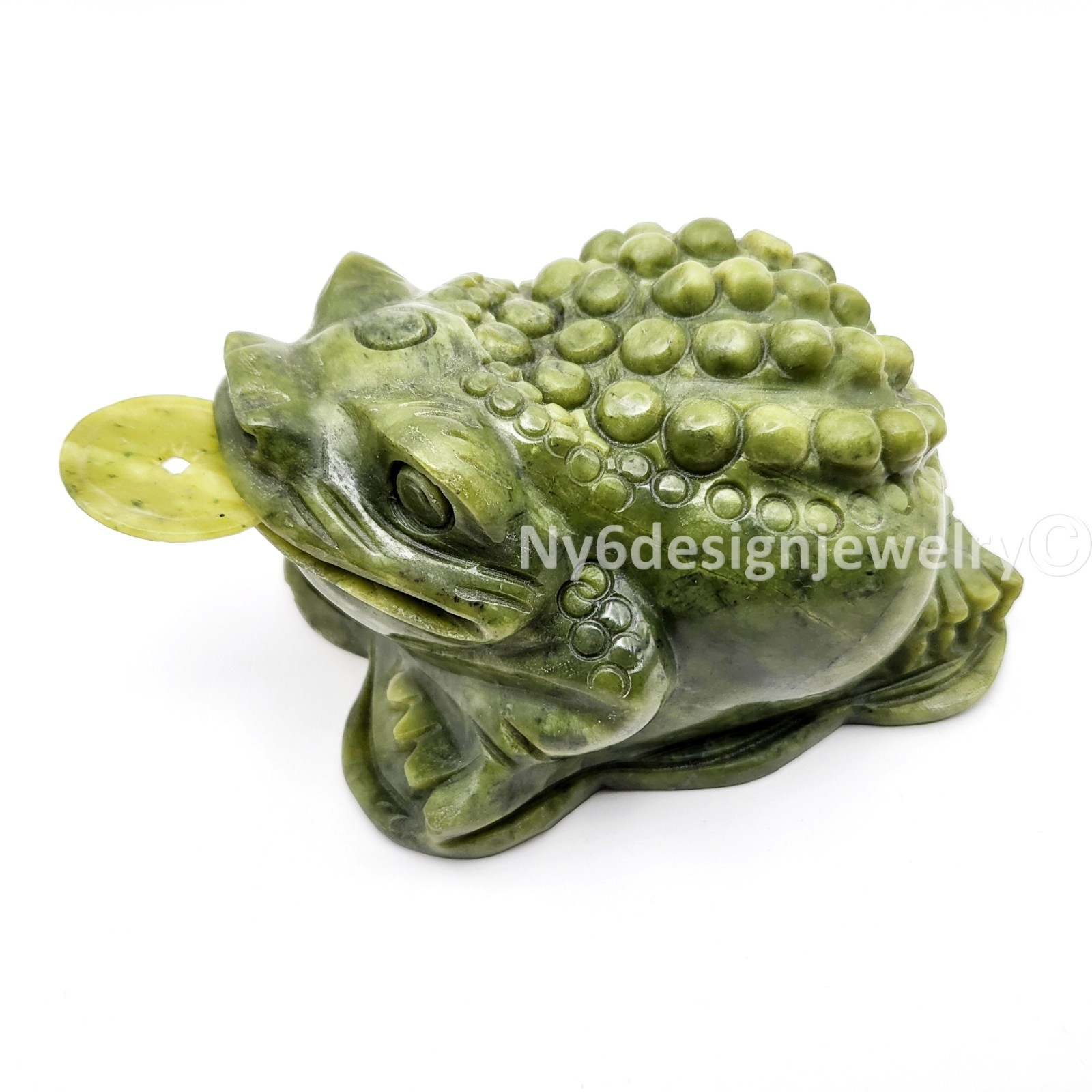 Feng Shui Money Frog Jade Statue – Three Legged Toad of Wealth, Lucky Money Frog