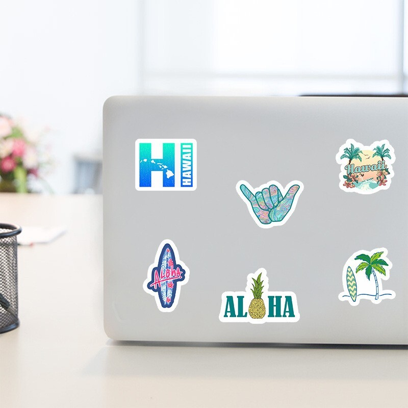 50pcs HAWAII Stickers, Beach Travel Vacation Stickers, #097