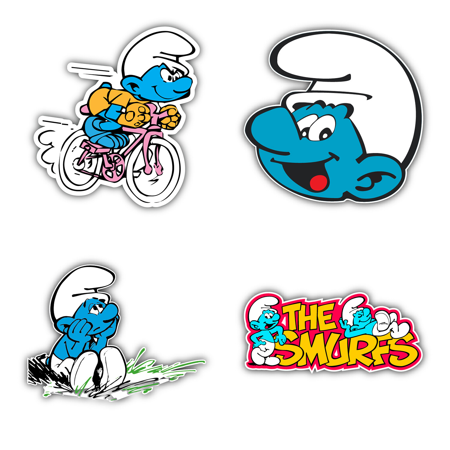 The Smurfs Cartoon Set Of 4 Vinyl Sticker Decal – 5" longer side ID:1