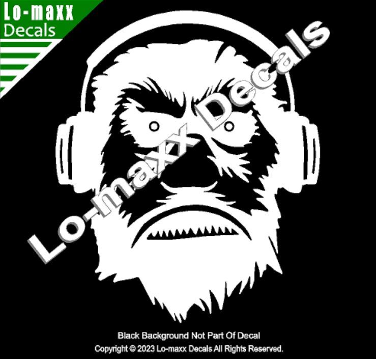 Bigfoot With Headphones Custom Graphic Design Original Die Cut Vinyl Decal