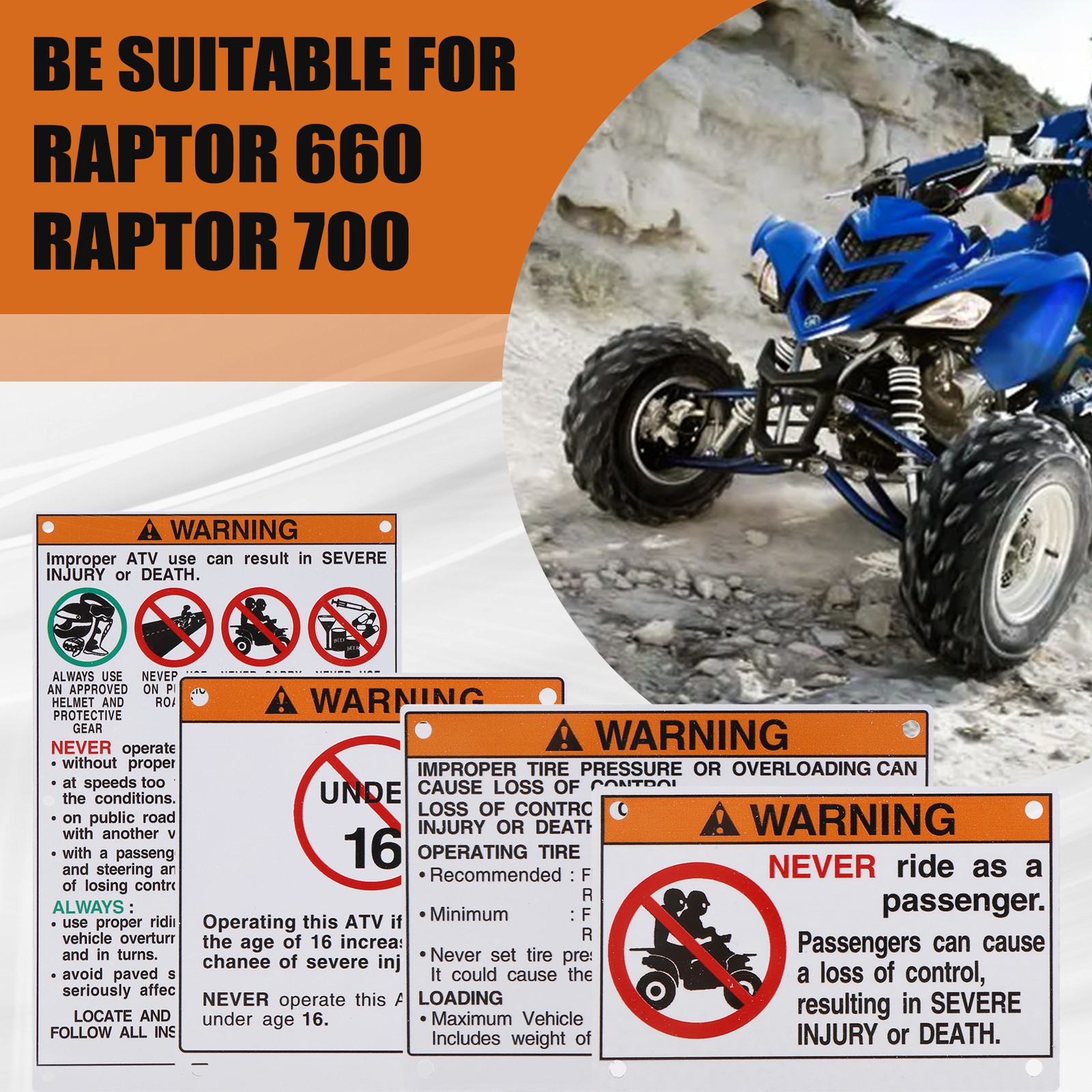 Auto Parts Warning Decals Stickers Labels Aluminum Backed for H4E25706