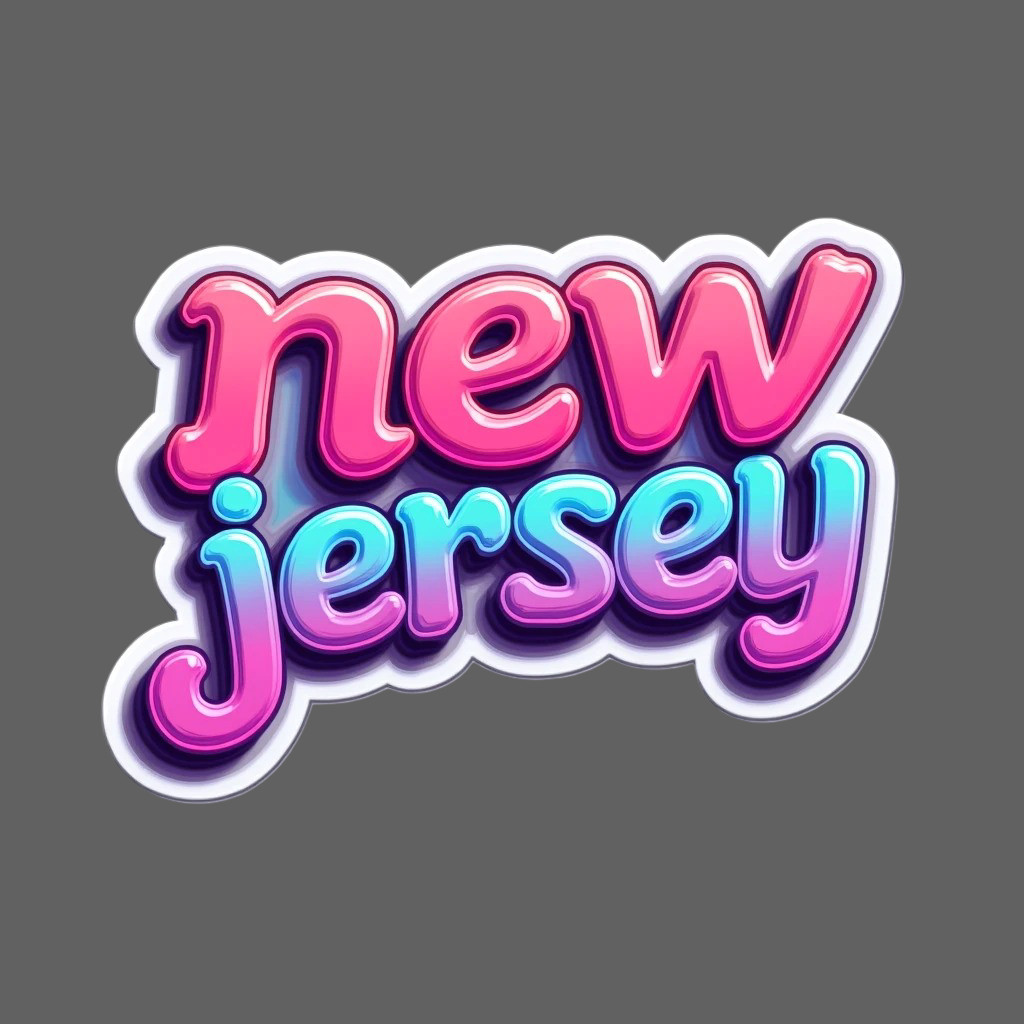 New Jersey Sticker Vinyl Decal Pink Blue Neon Bubble Style Laptop Car USA
