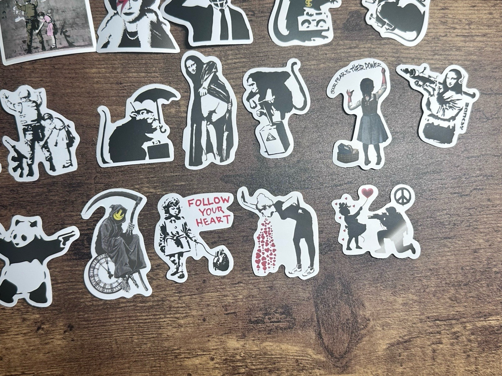 30PCS Banksy Sculptures Flower Thrower Stickers Cool Street Art
