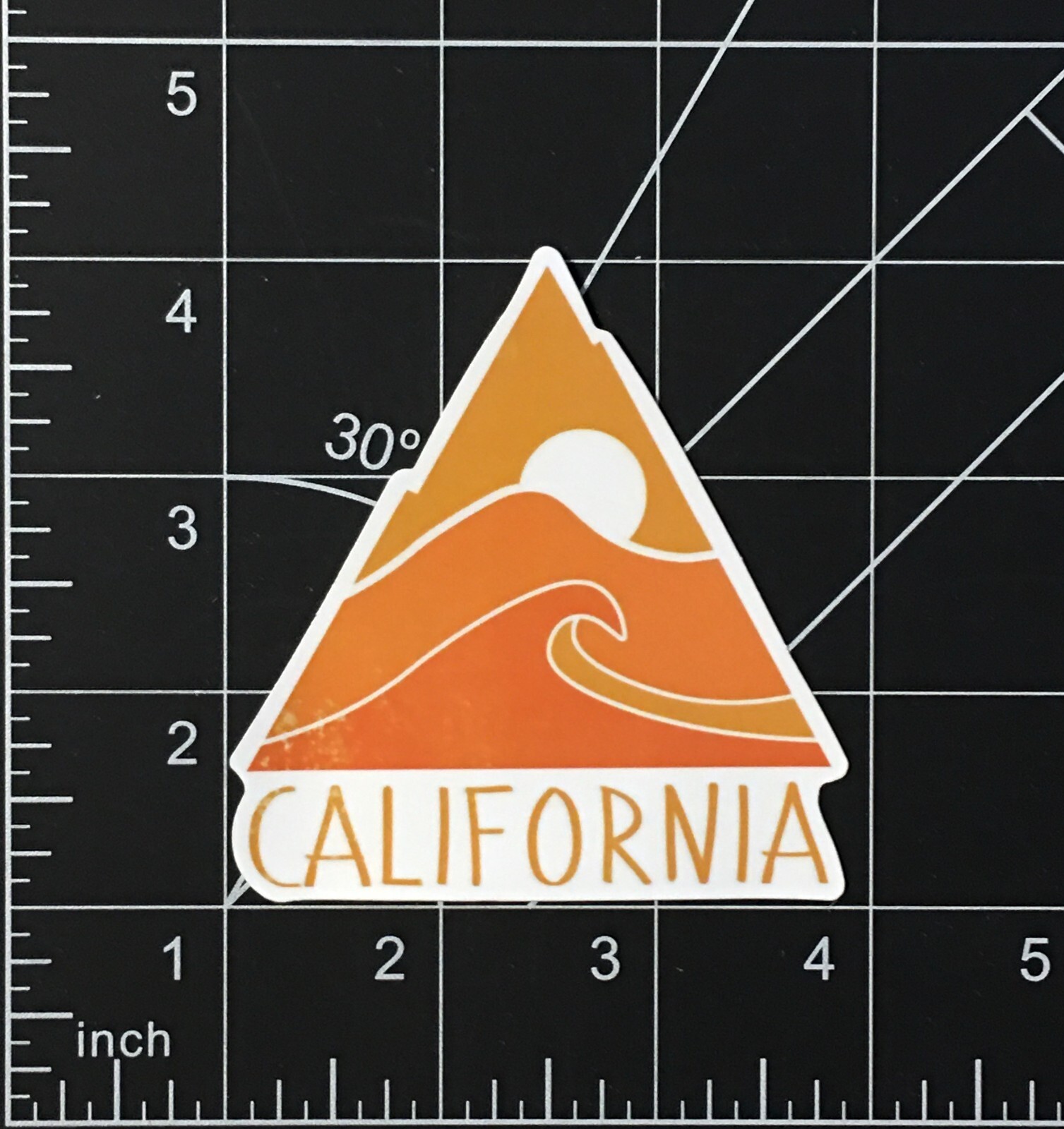 California – Vinyl Sticker Sun Waves Mountain Orange Durable Waterproof Sunproof