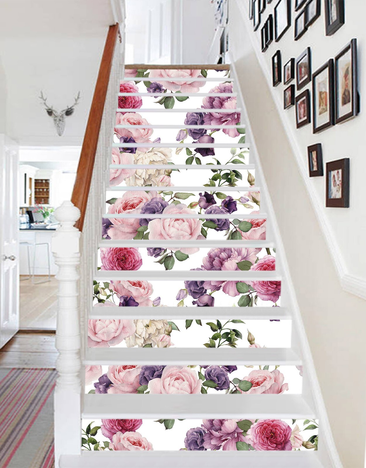 3D Purple Flower AZ827 Stair Risers Decoration Mural Vinyl Wallpaper Kay